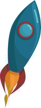 Blue space rocket, illustration, vector on white background