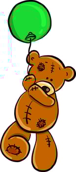 Bear with balloon, illustration, vector on white background
