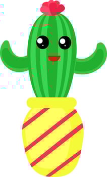 Cactus in yellow pot, illustration, vector on white background