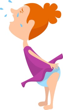 Crying baby girl, illustration, vector on white background