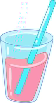 Pink juice, vector on white background