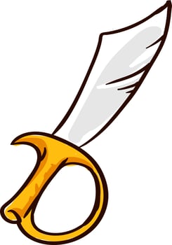 Gold pirate sword, illustration, vector on white background
