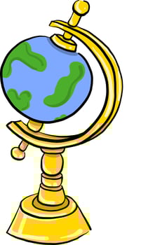 Golden globe, illustration, vector on white background