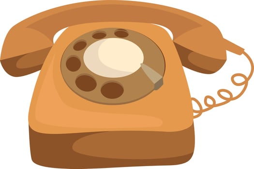 Home retro phone, illustration, vector on white background