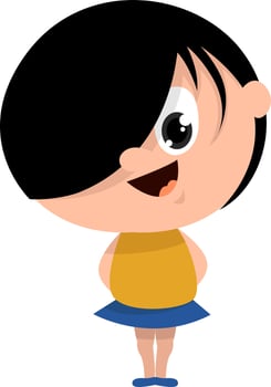 Little girl with black hair, illustration, vector on white background
