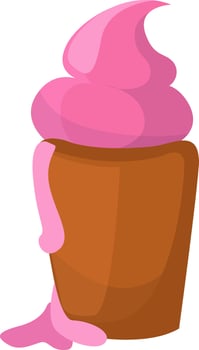 Pink ice cream, illustration, vector on white background
