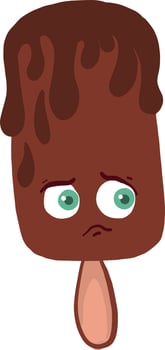 Sad ice cream, illustration, vector on white background