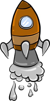Flying rocket, illustration, vector on white background