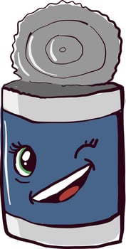 Winking food can, illustration, vector on white background