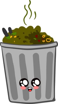 Garbage in a recycle bin , illustration, vector on white background