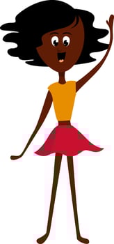 Woman with afro hair , illustration, vector on white background
