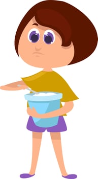 Woman making ice cream , illustration, vector on white background