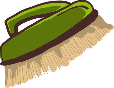Green brush for cleaning , illustration, vector on white background