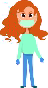 Girl with gloves , illustration, vector on white background