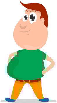 Happy man with green shirt , illustration, vector on white background