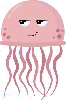 Bored jellyfish , illustration, vector on white background