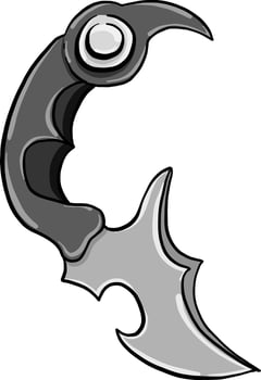 Karambit knife , illustration, vector on white background