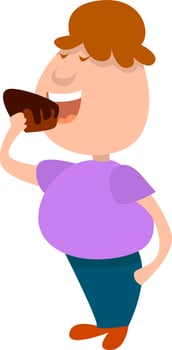 Man eating cake , illustration, vector on white background