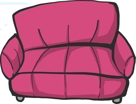 Pink sofa , illustration, vector on white background
