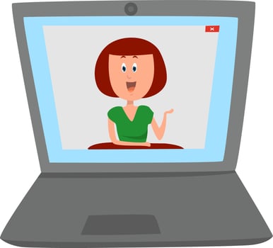 Webinar on laptop , illustration, vector on white background