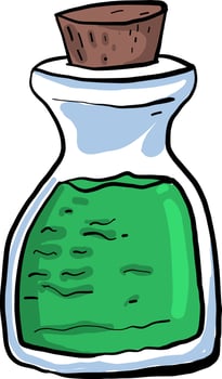 Green elixir potion, illustration, vector on white background
