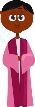 Priest in pink, illustration, vector on white background