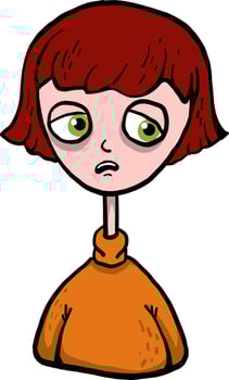 Girl with short hair, illustration, vector on white background