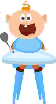 Hungry baby, illustration, vector on white background