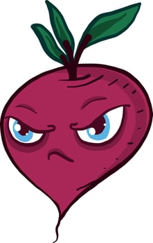 Angry radish, illustration, vector on white background