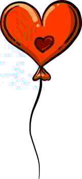 Balloon heart, illustration, vector on white background