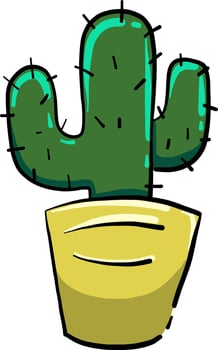 Cactus in yellow pot, illustration, vector on white background