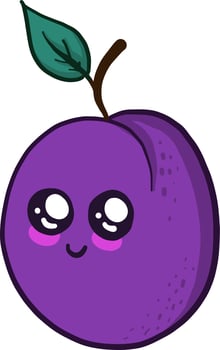Cute plum, illustration, vector on white background