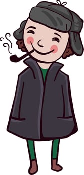 Cute Sherlock Holmes, illustration, vector on white background