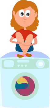 Girl doing the wash, illustration, vector on white background