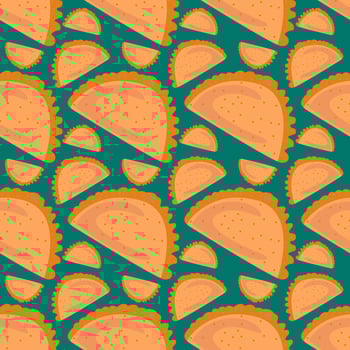 Taco pattern, seamless pattern on green background. vector