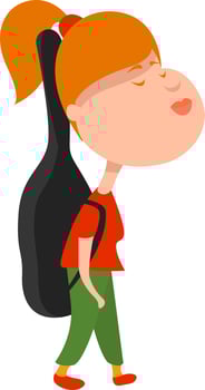 Girl with a guitar, illustration, vector on white background