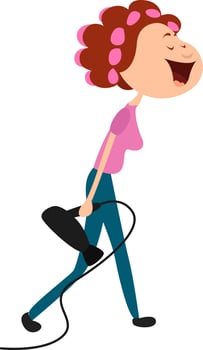Woman with curly hair, illustration, vector on white background