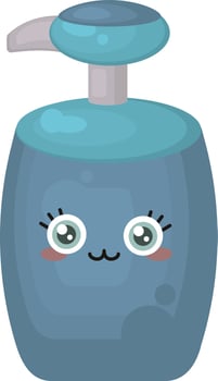 Happy soap bottle, illustration, vector on white background