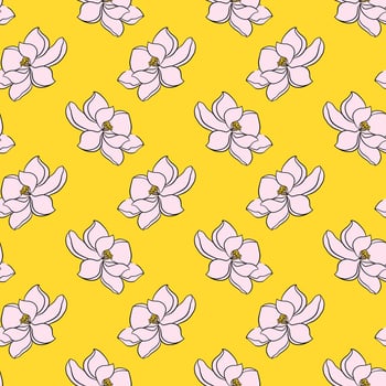Magnolia flower pattern , illustration, vector on white background