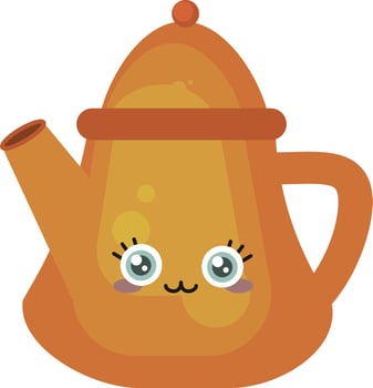 Orange kettle, illustration, vector on white background