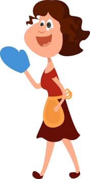 Woman with mitt, illustration, vector on white background