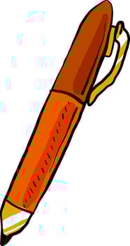 Orange pen, illustration, vector on white background