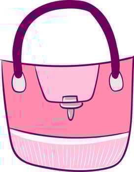 Pink woman bag, illustration, vector on white background