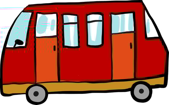 Red bus, illustration, vector on white background