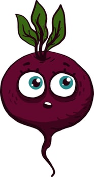 Scared beet, illustration, vector on white background