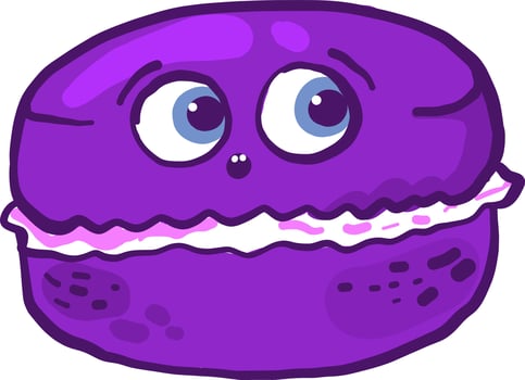 Scared macaroon, illustration, vector on white background