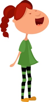 Woman in green shirt, illustration, vector on white background