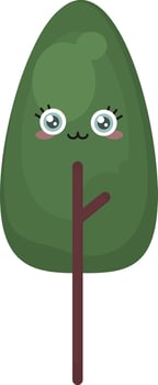 Cute tree, illustration, vector on white background