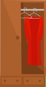 Wooden wardrobe, illustration, vector on white background