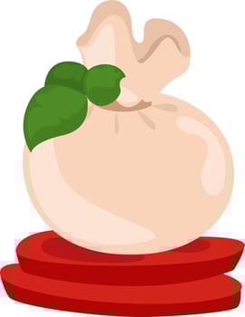 Burrata cheese, illustration, vector on white background